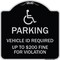 Signmission Parking Vehicle Id Required Up to $200 Fine for Violation Heavy-Gauge Alum, 18" x 18", BS-1818-23350 A-DES-BS-1818-23350 - alternate 1